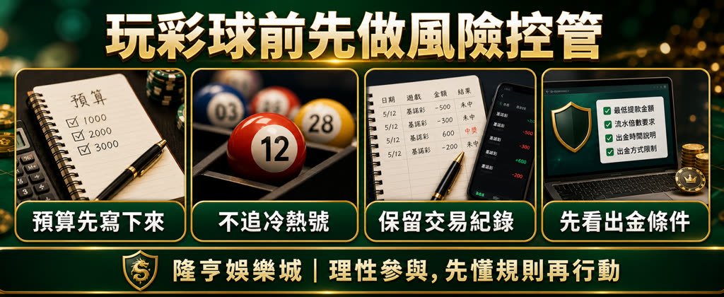 俄勒岡基諾彩風險控管圖，提醒預算上限、不要追冷熱號、保留交易紀錄與查看出金條件
