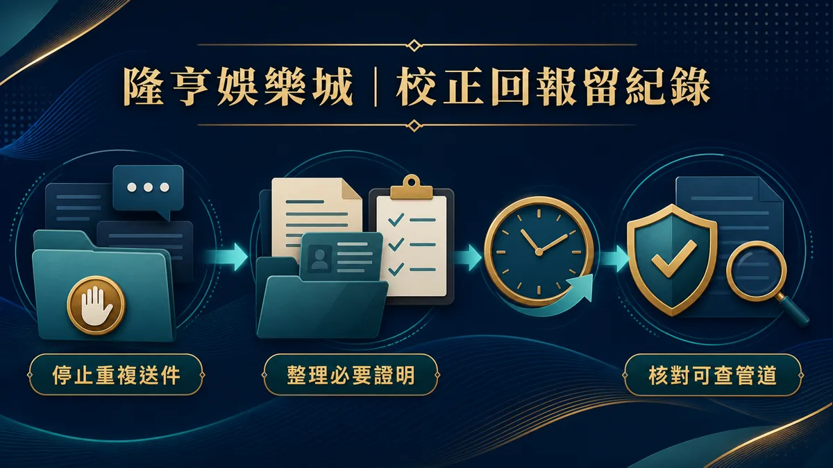 隆亨娛樂城資料校正的可回查回報順序：停止重複送件、整理必要證明、核對可查管道