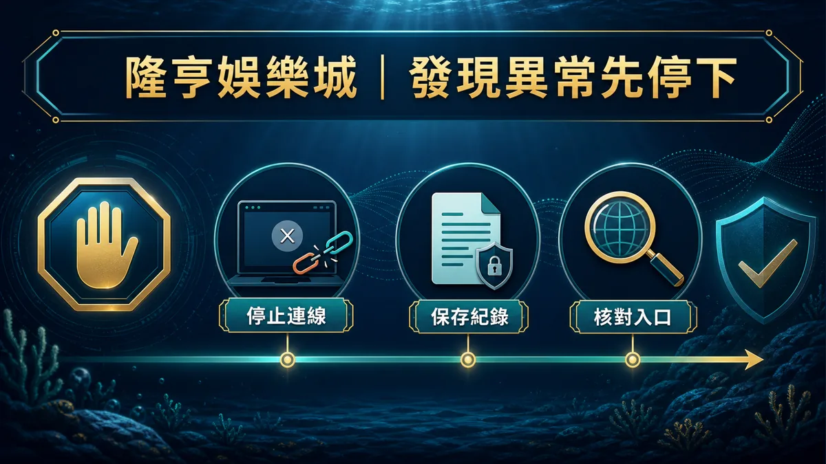 隆亨娛樂城發現異常程式時的安全順序：停止連線、保存紀錄、核對入口